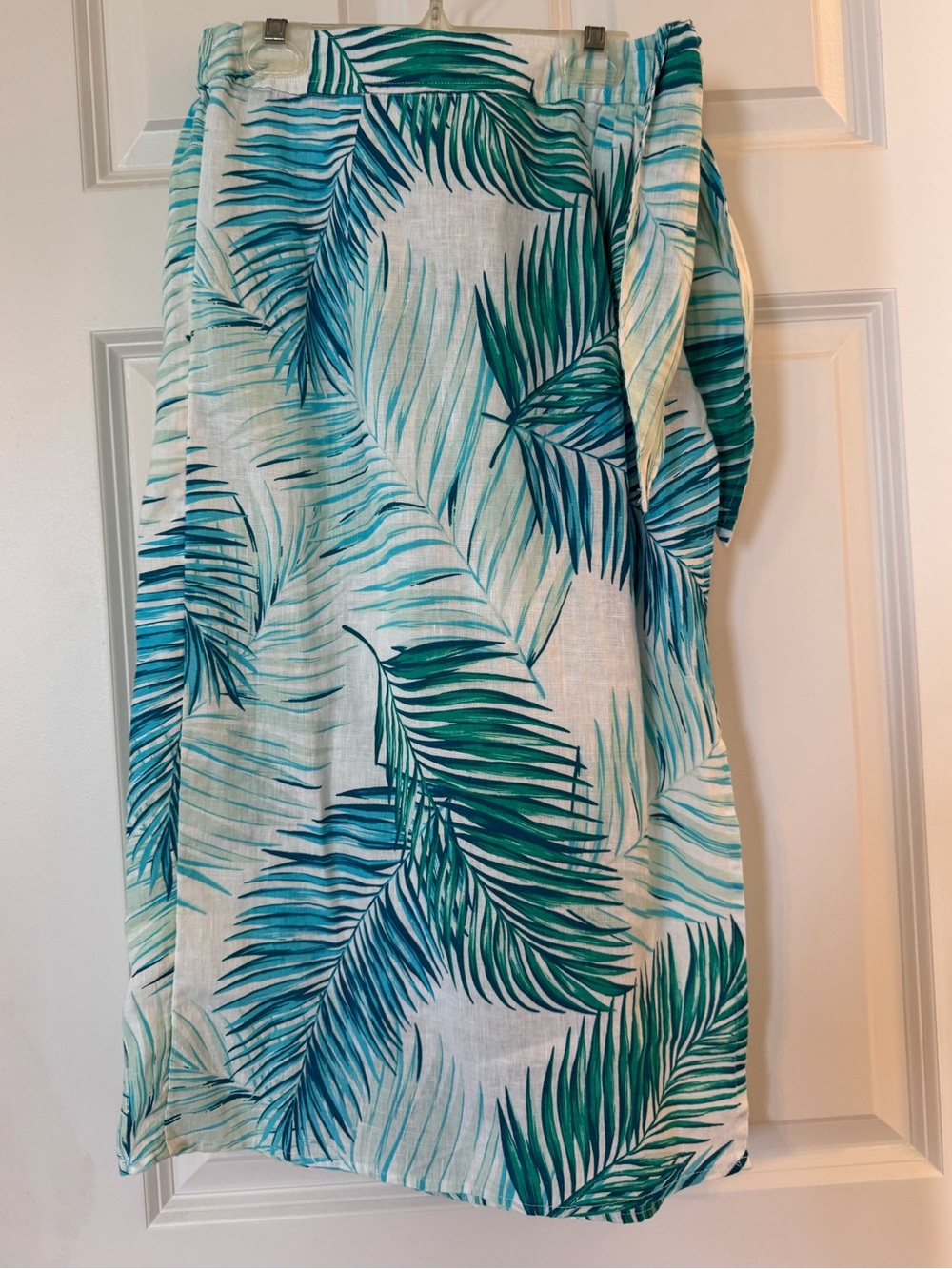 Tahari Luxe Linen Tropical Wrap Skirt, Small